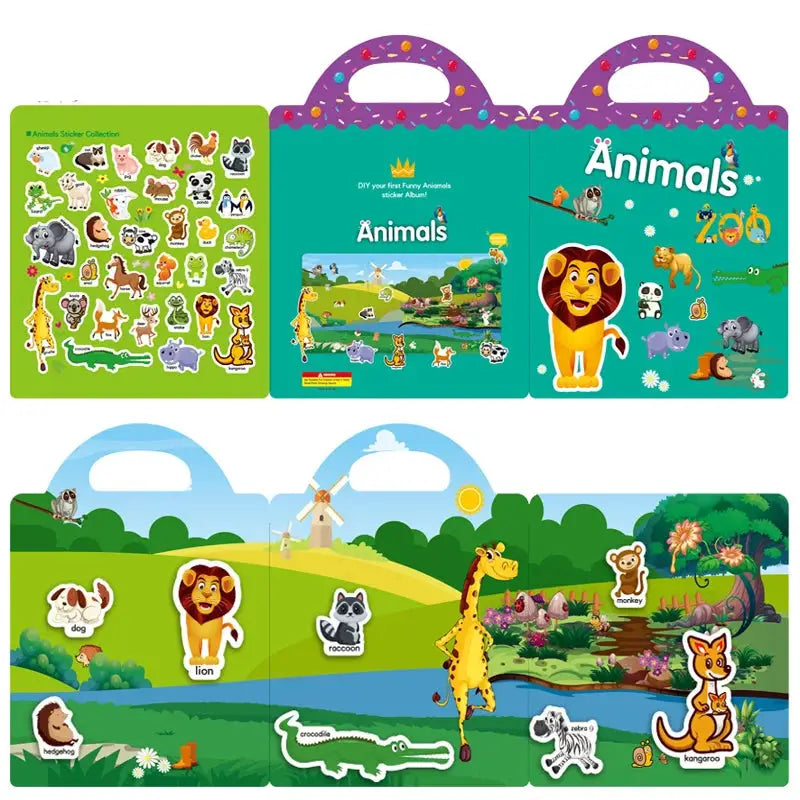 Reusable Cartoon Sticker Book for Kids DIY Puzzle Game Educational Learning Toy Ages 2 to 4 Gifts