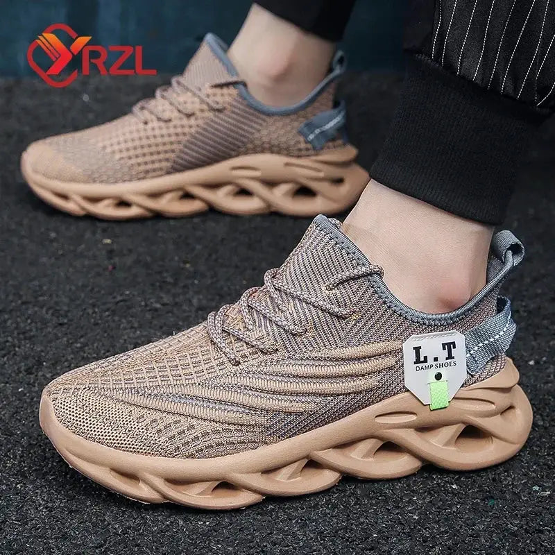 YRZL Men and Women Running Shoes Black Breathable Mesh Casual Sneakers Outdoor Shock Absorption