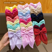 Aurora 10 Colors Bow Hair Clips Durable Polyester Barrettes for Everyday Styling Essentials