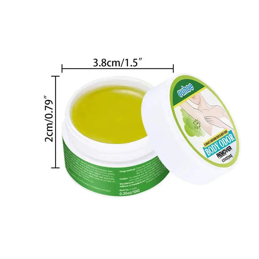 Underarm deodorant cream, natural plant extracts, 10g jar with yellow cream and green label