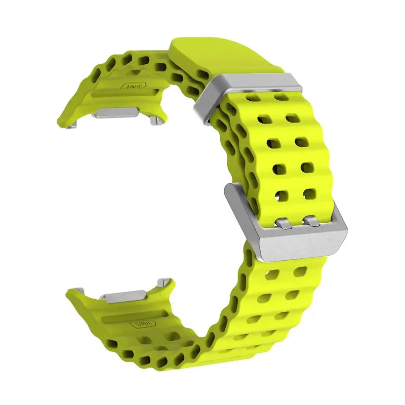 Simples Market Marine Band silicone strap for Samsung Galaxy Watch Ultra 47mm, neon lime green, perforated design