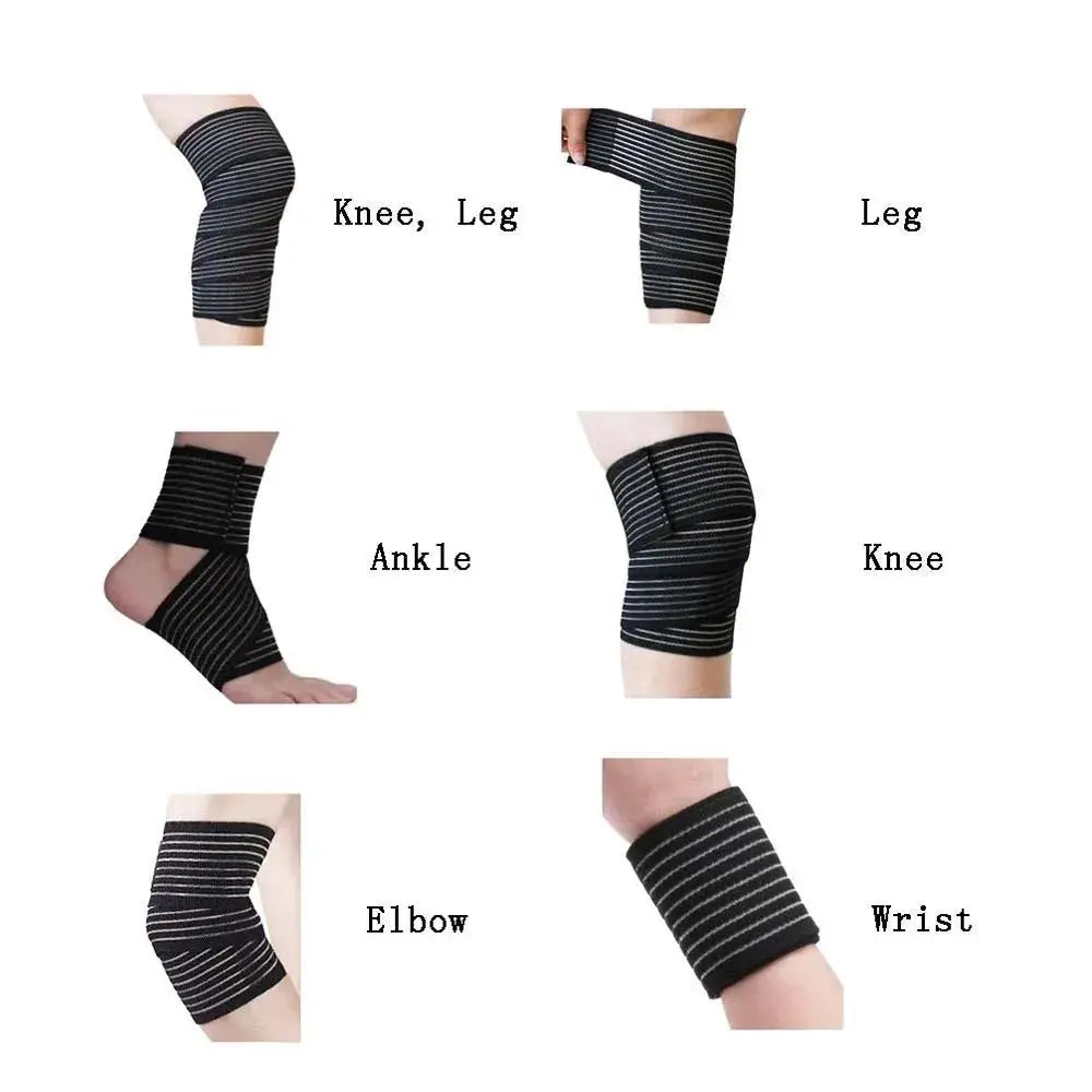 1PC high-elasticity compression bandage for ankle, knee, elbow, and wrist joints; black striped kinesiology wrap
