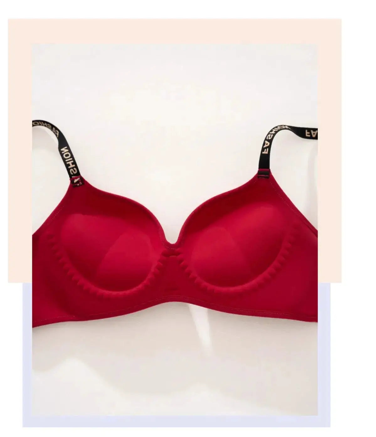Red wireless push-up bra by Simples Market with thickened seams and seamless lift for A/B cups