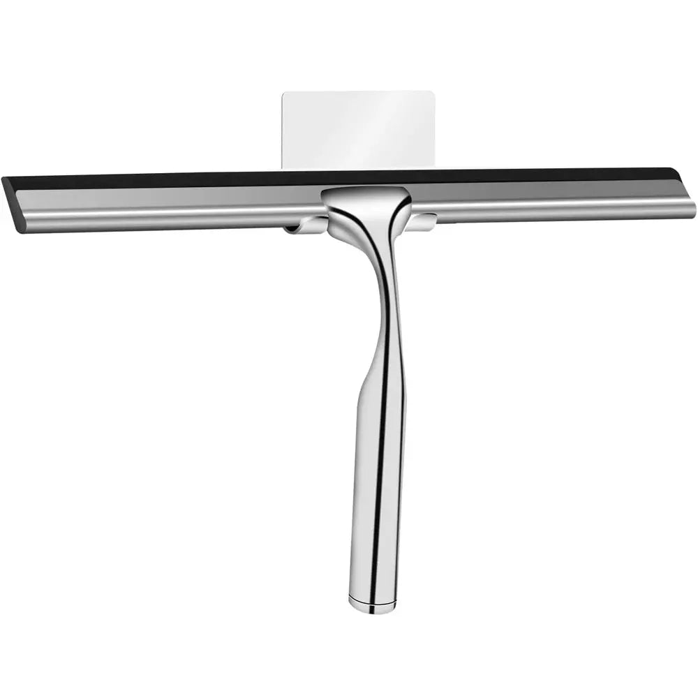 Shower squeegee by Simples Market, chrome finish with silicone holder for glass doors