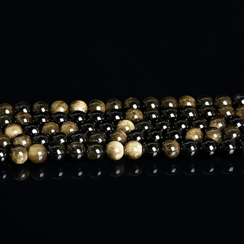 Natural Stone Golden Obsidian Irisation Round Beads 4mm 6mm 8mm 10mm 12mm Spacer Jewelry Making Bracelet Necklace