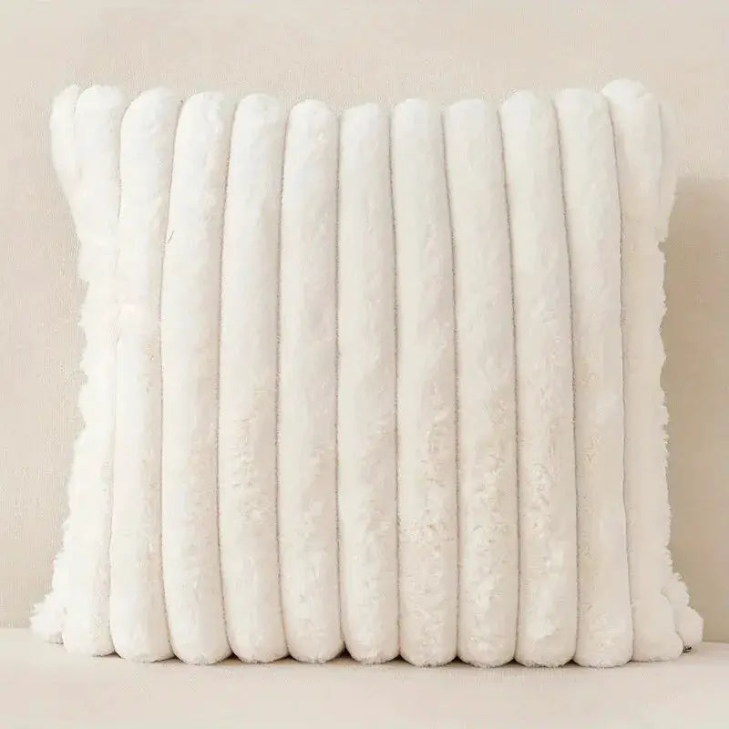 Corduroy striped white pillow case; 1pc by Simples Market for sofa, bedroom or car decor