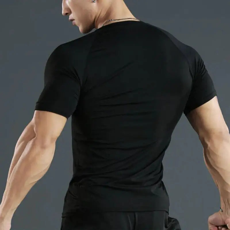 Mens Compression Running T Shirt Quick Dry Short Sleeve Rashguard Gym Sportswear