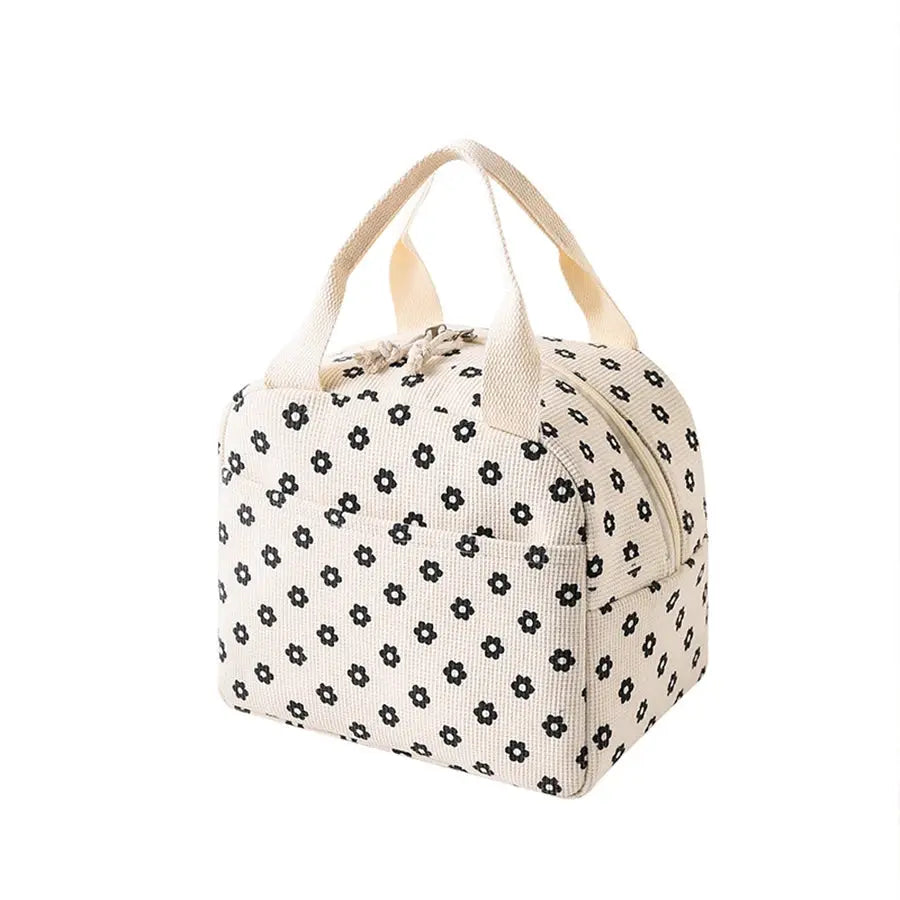 FloralPulse Printed Floral Insulated Lunch Bag With Waterproof Portable Thermal Cooler For Office Or Camping