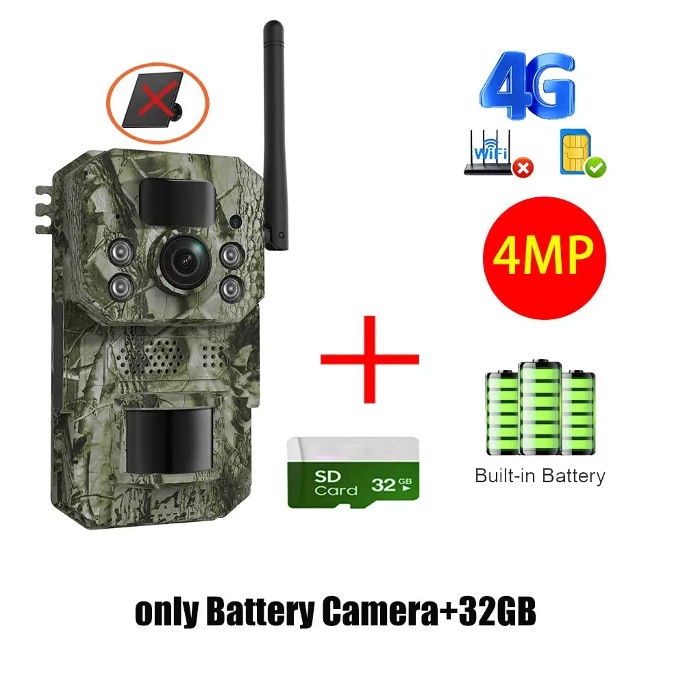INQMEGA4G 2K 5MP PIR Trail Camera by Simples Market, camouflage forest design, built-in battery
