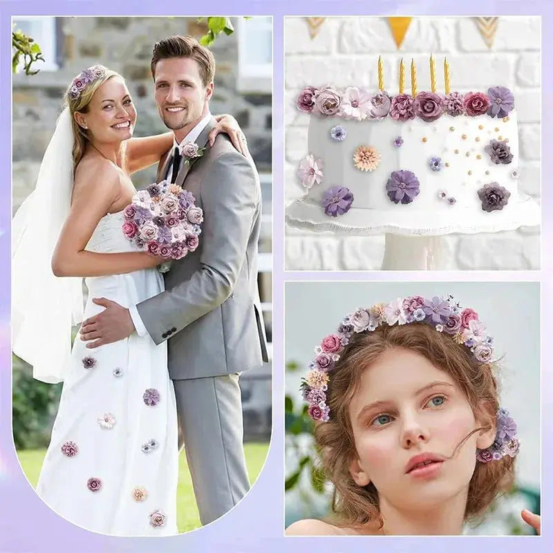 20 Pcs Set 4cm Silk Rose And Daisies Artificial Flower Heads For Craft Wreath Wedding Decor DIY Table Home Room Decor