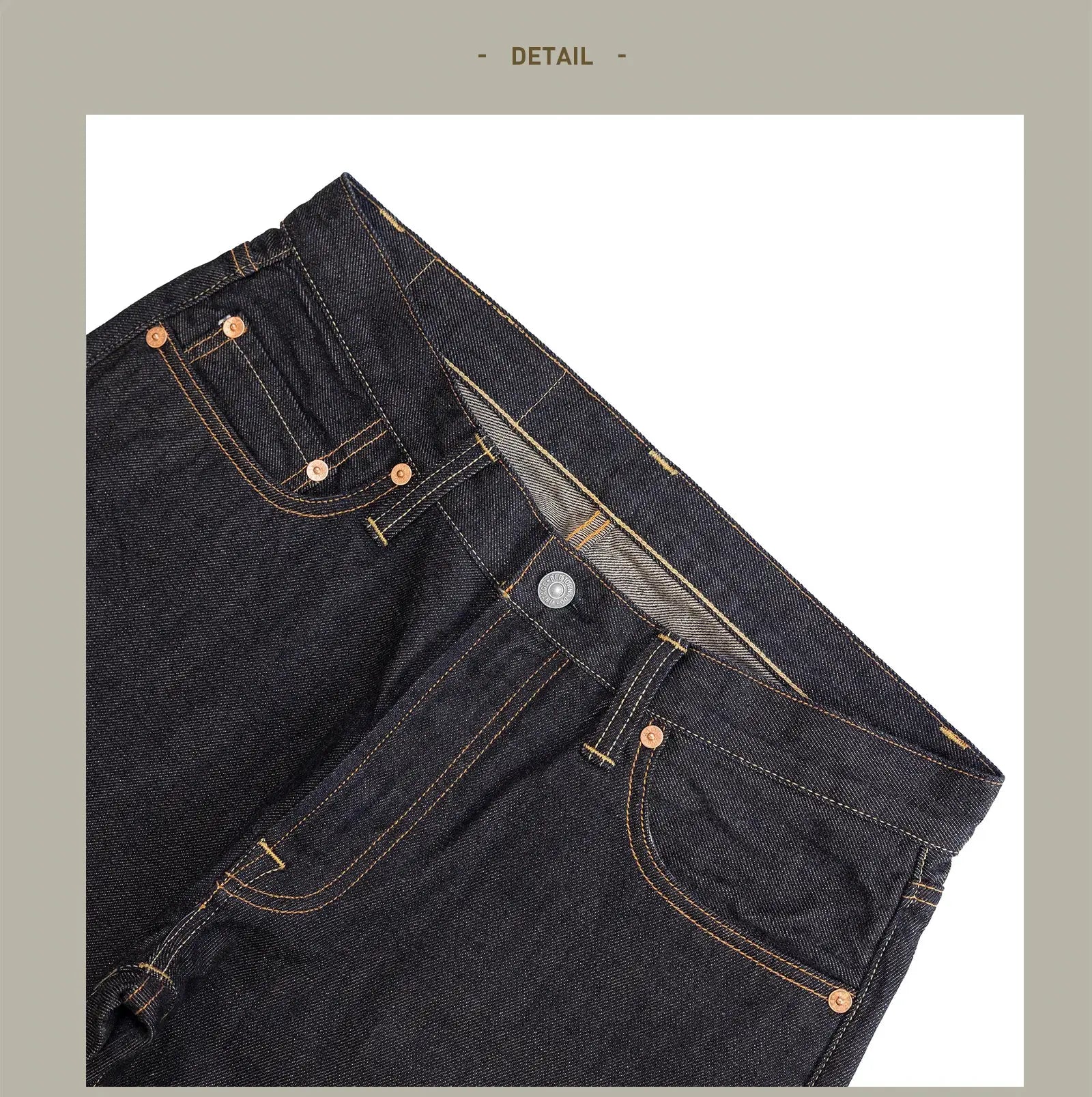 Denim jeans by Simples Market: Red Tornado American Pants, 12oz selvedge denim, loose straight fit, copper rivets