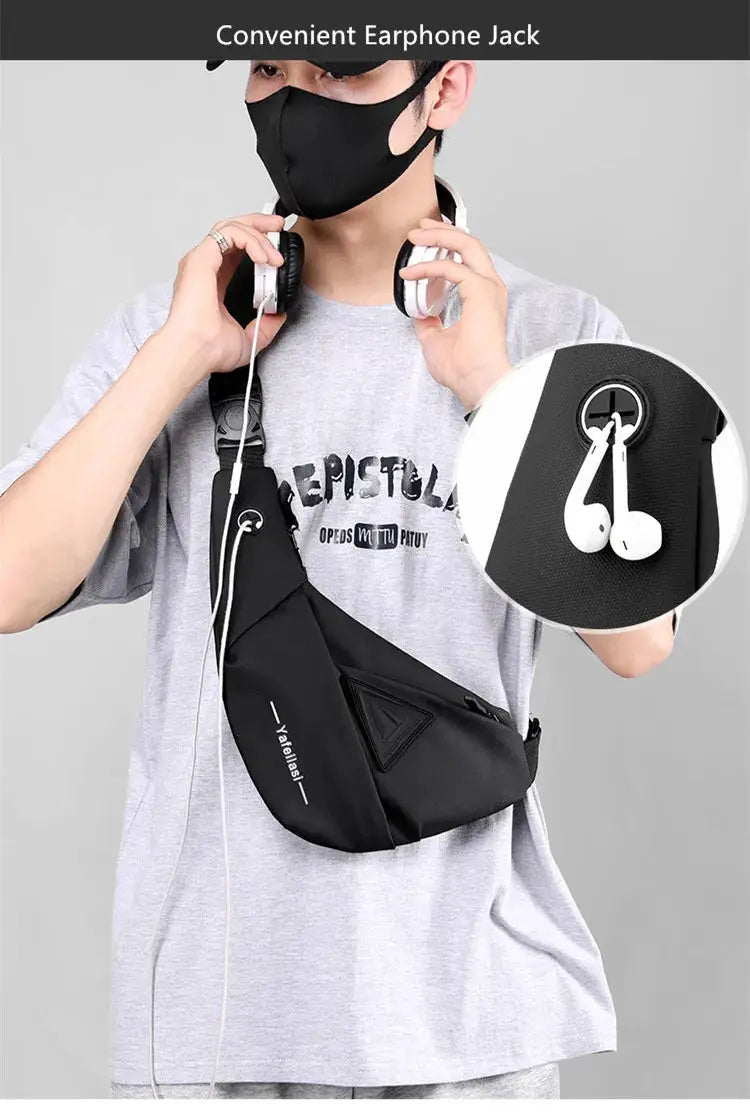 Simples Market sling chest bag black crossbody for men with adjustable strap
