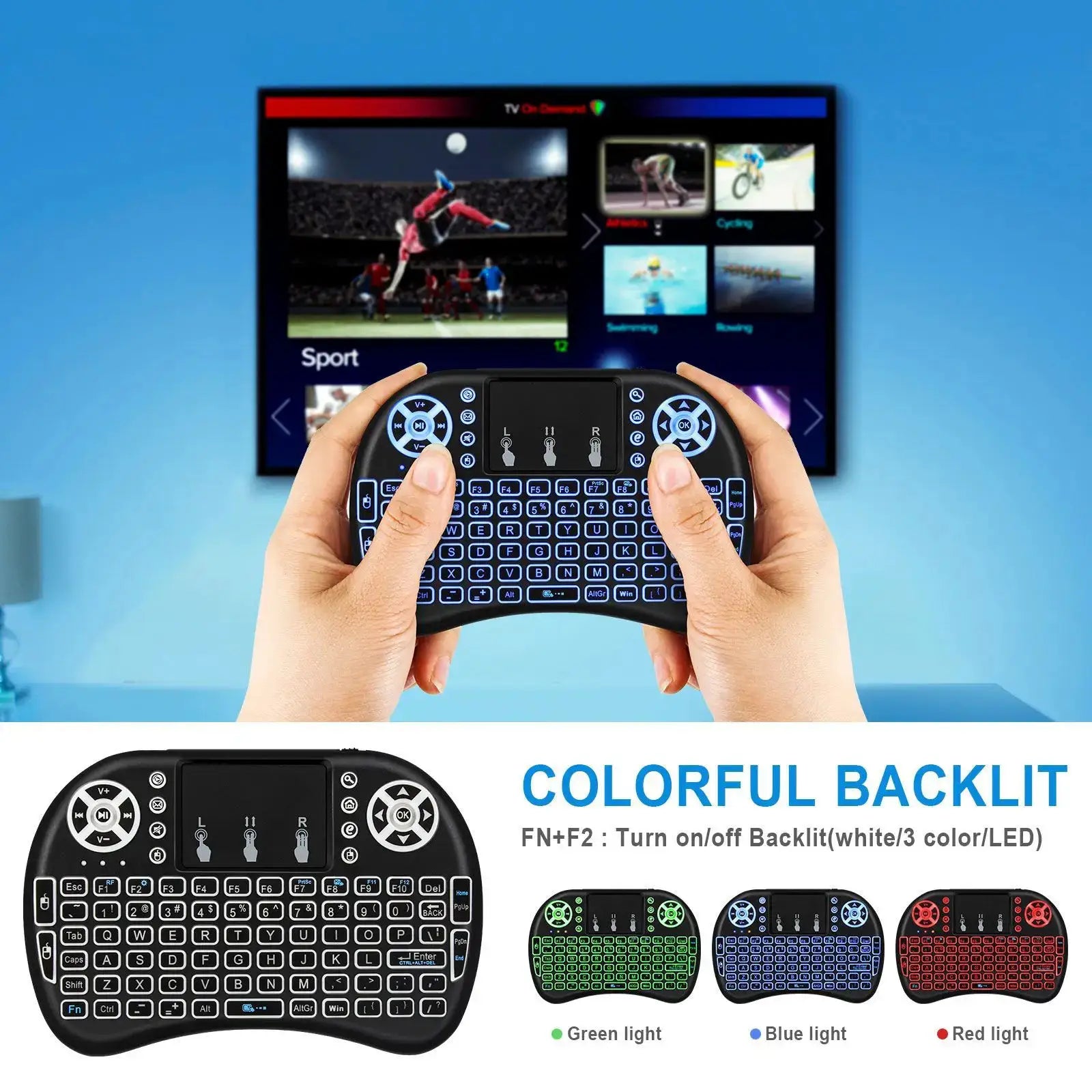 Backlit Mini Wireless Keyboard With Touchpad N RGB For PC TV Box Multi Language Spanish French Azerty Russian Portuguese