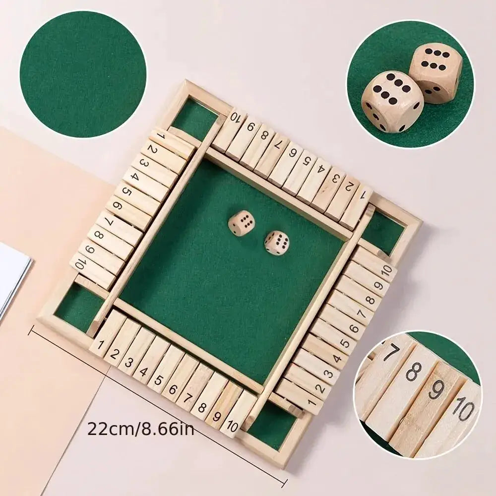 Wooden Dice Board Game Shut The Box For Four Players Parent Child Interaction And Family Entertainment