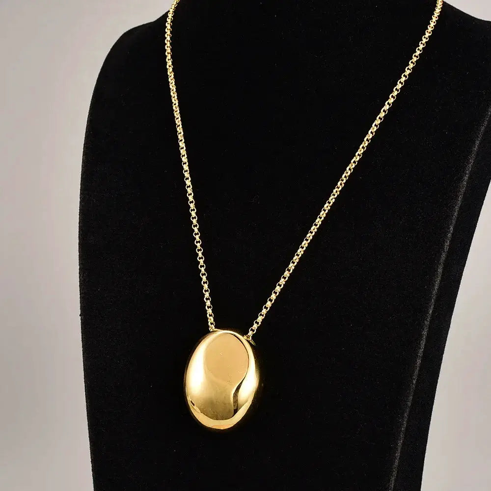 Water Drop Geometric Ins Style Minimalist Light Luxury Sweater Chain Necklace Stainless Steel Unisex Jewelry