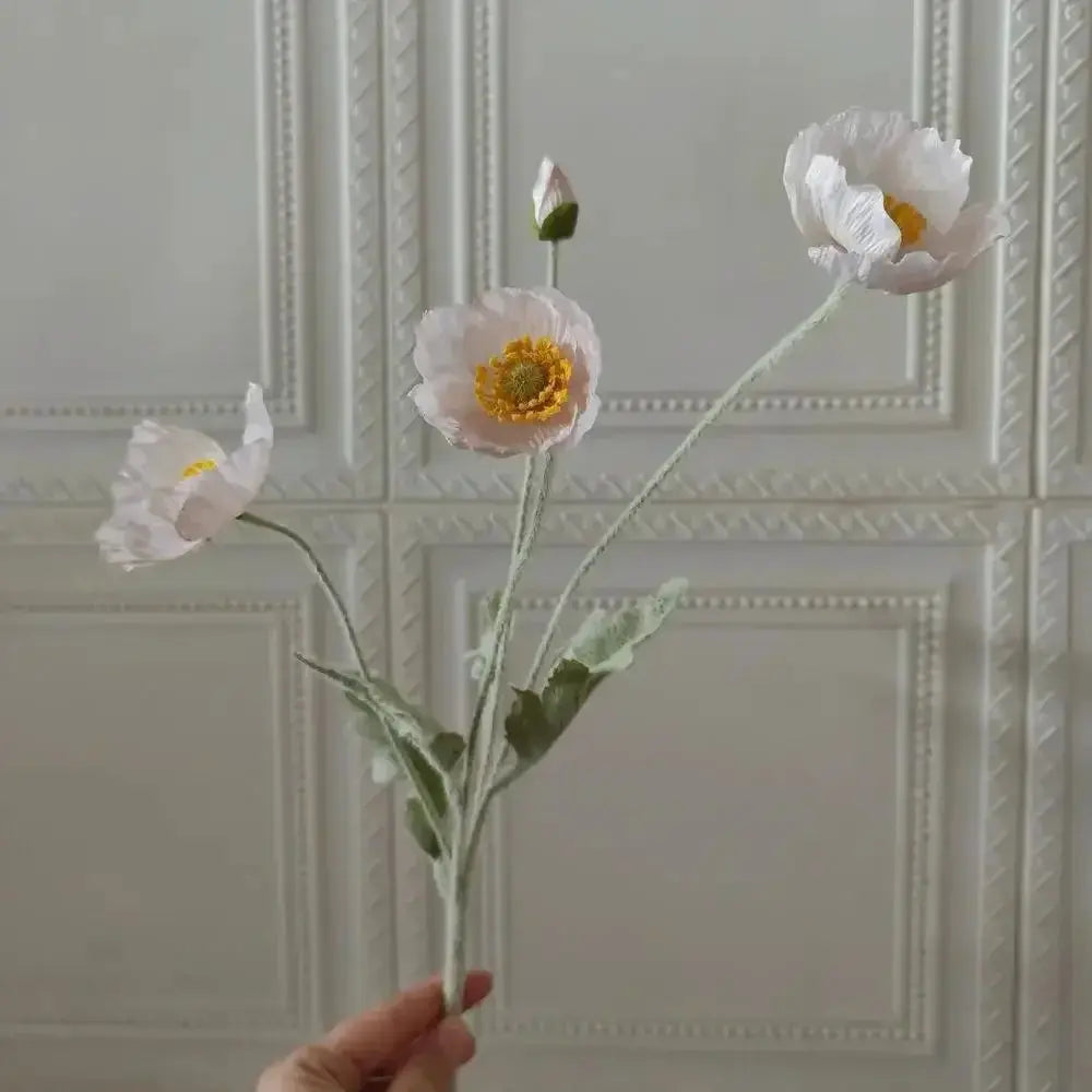 Artificial Silk Poppy Flowers Long Stem for Wedding Centerpieces and Bridal Bouquet Alternative Home Decor