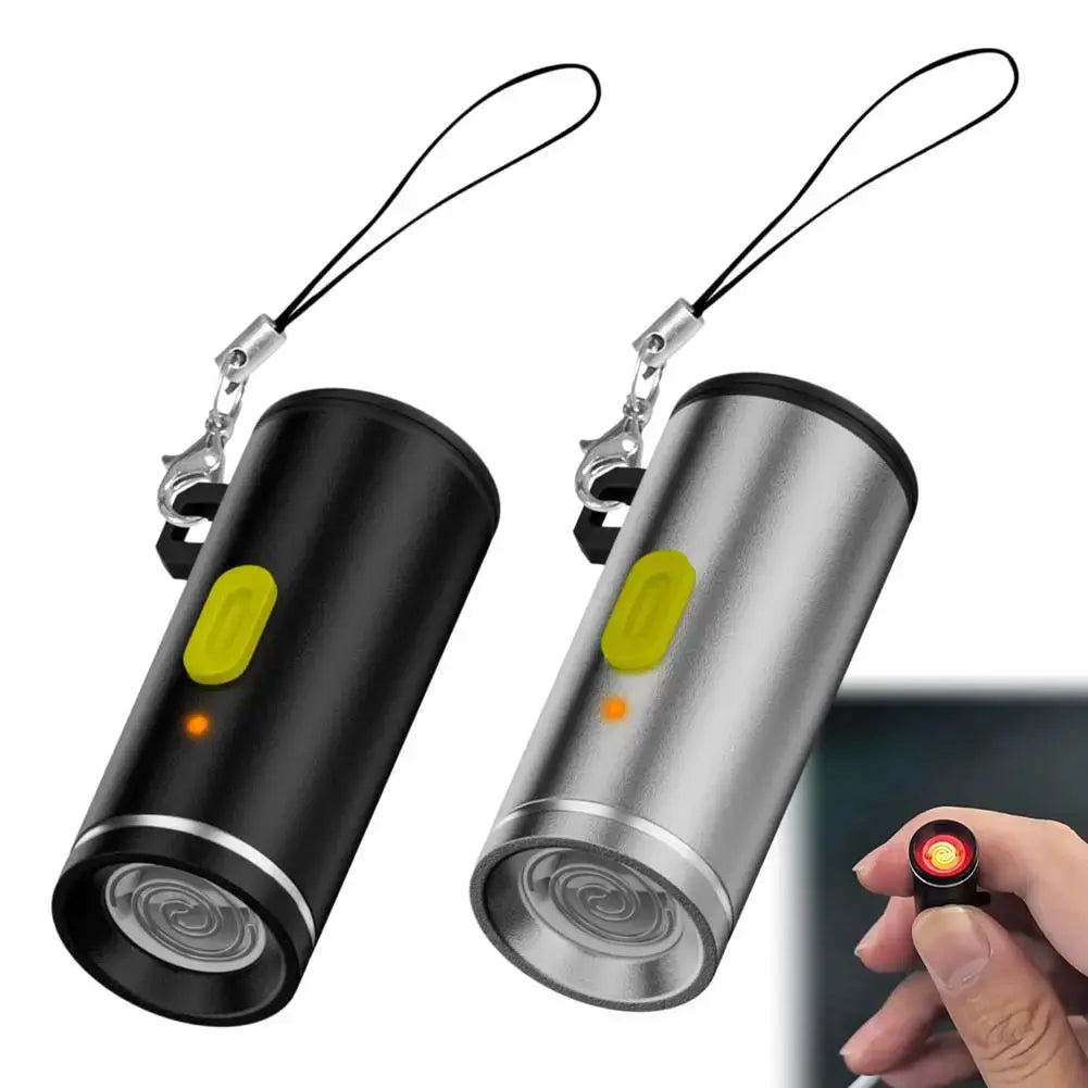 Simples Market Type-C mini windproof lighter with heating wire, black and silver, 2-pack