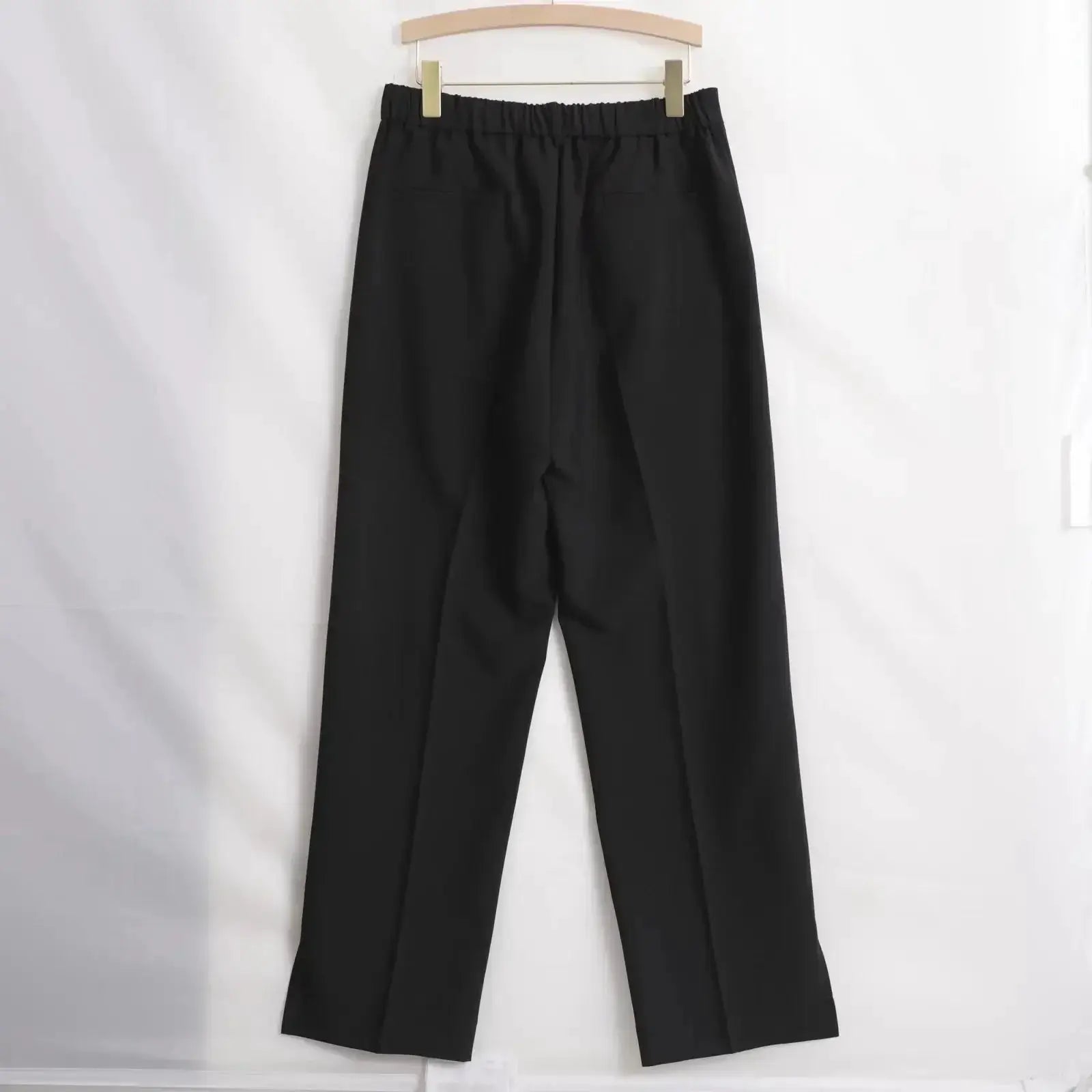 Men's black straight baggy pants with elastic waistband by Simples Market