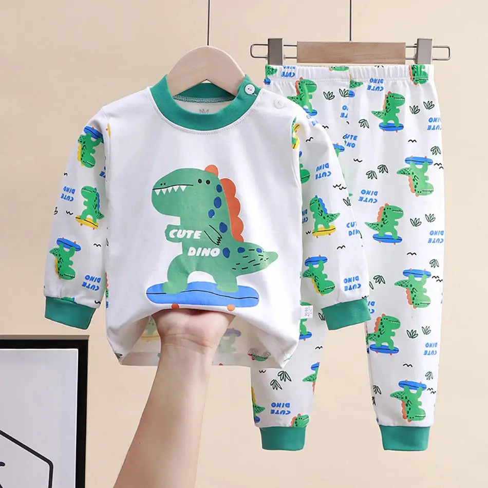 Cartoon Unicorn Kids Sleepwear Unisex Pajama Sets Durable Soft Warm Autumn Clothing Everyday Comfort