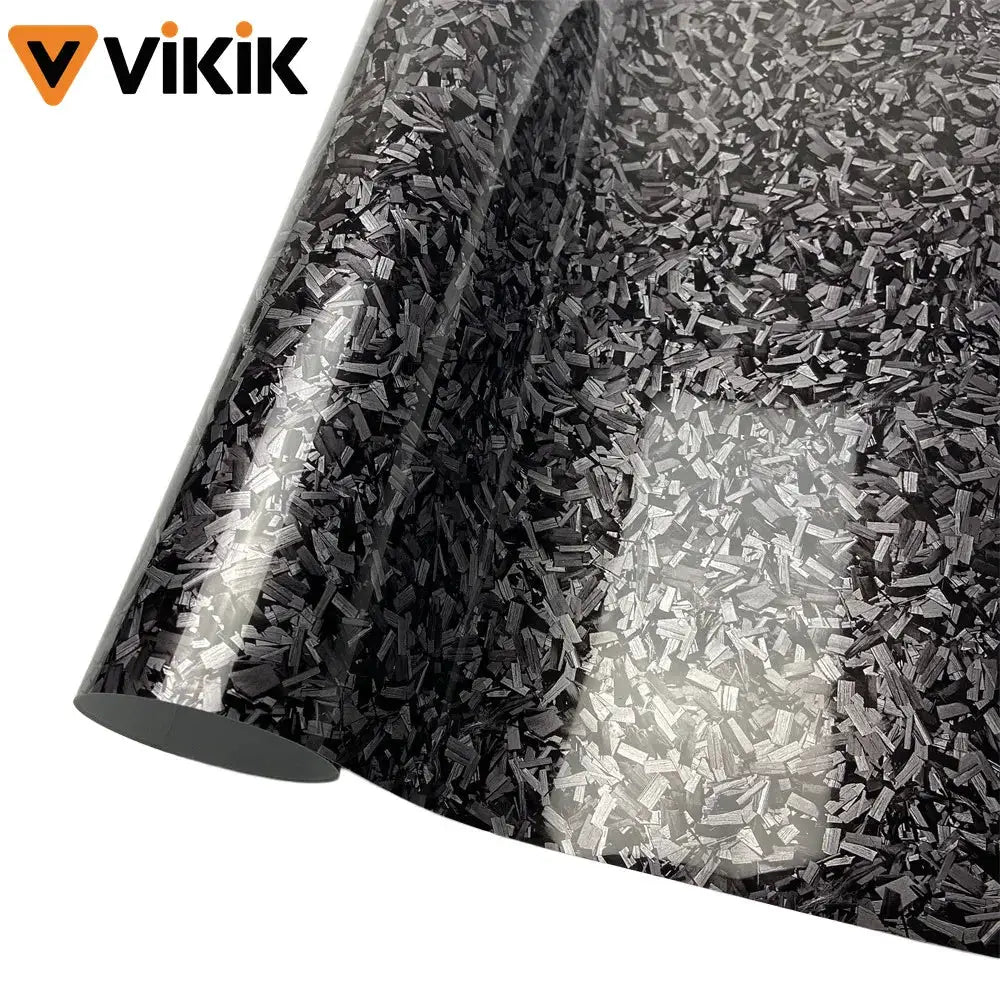 Car vinyl film roll by ViKiK; forged carbon fiber color-change, PET self-adhesive with black metallic fleck finish