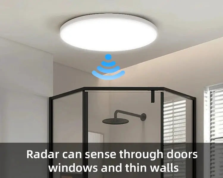 Radar Motion LED Ceiling Light by Simples Market, round white ceiling lamp for hallways and rooms