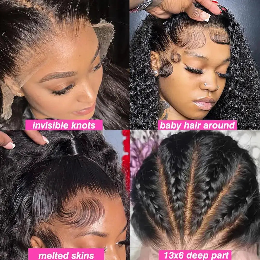 13X4 13X6 Water Wave Curly Human Hair Lace Front Wig Deep Wave HD Lace 30 Inch On Clearance Sale