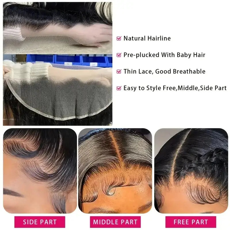 Lace closure and lace frontal human hair extensions set, straight texture with transparent lace