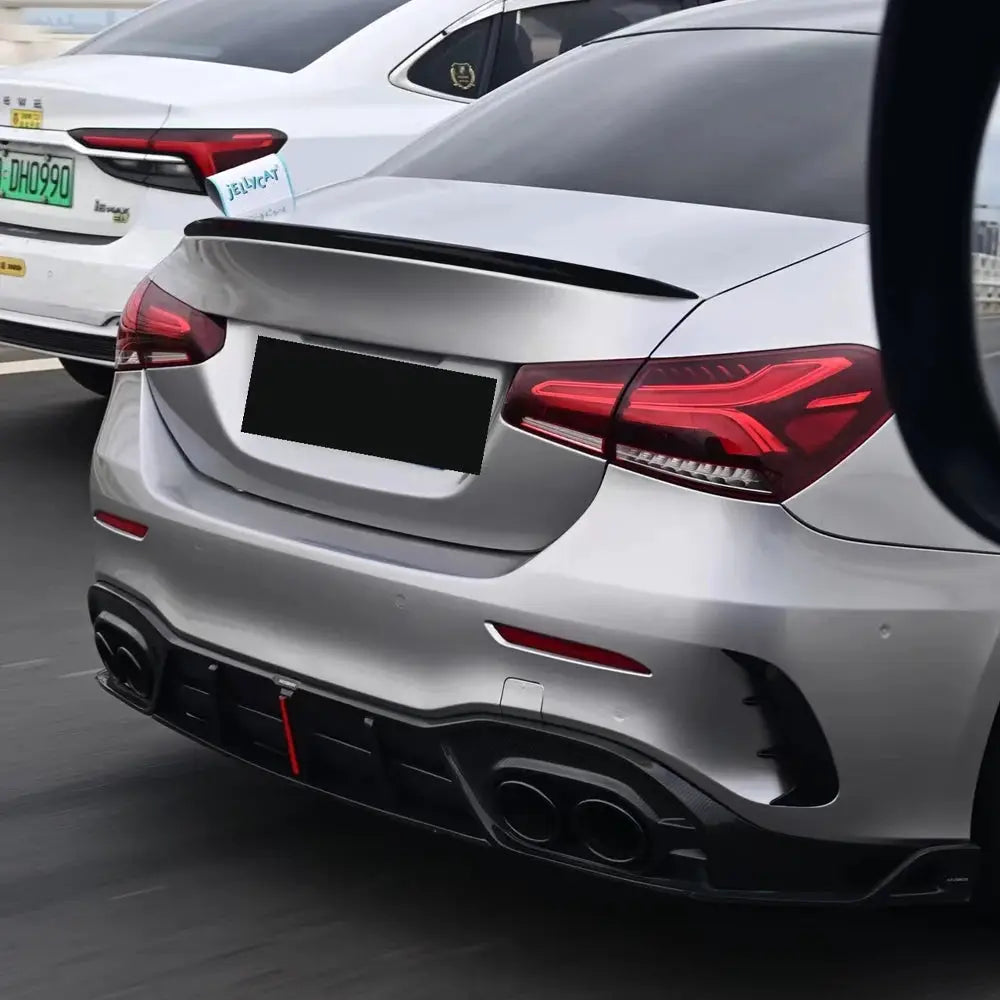 Car rear trunk spoiler, 1.2m, black carbon-fiber look, universal ABS accessory