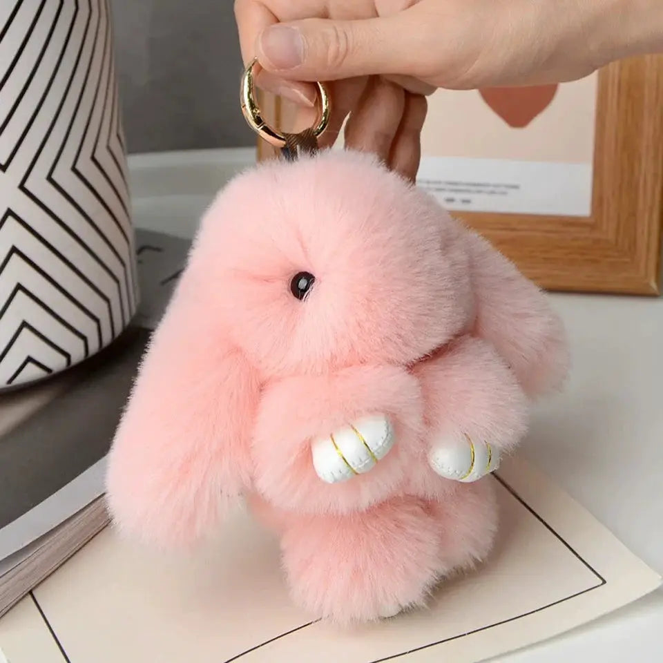15cm Women's Rabbit Fur Keychain Bag Charm Car Pendant Jewelry Decoration Fashion Accessory