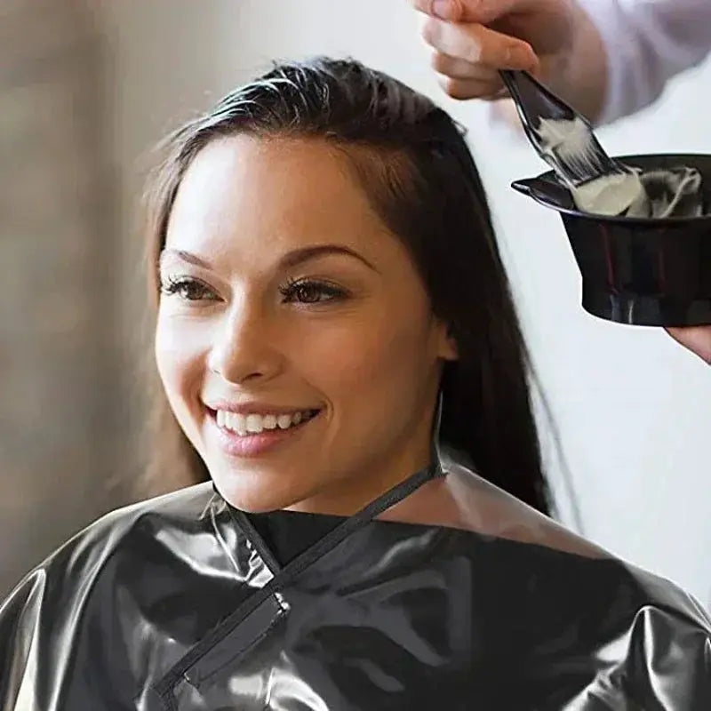 Waterproof Hair Cutting Cape For Barbers And Salons PVC Dye Shield Hairdressing Gown