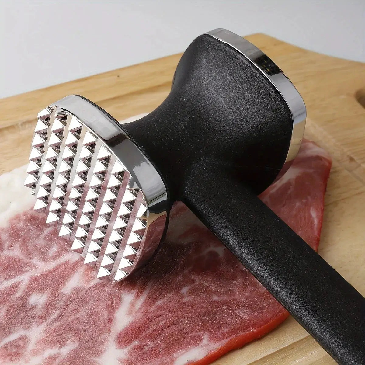 Heavy Duty Kitchen Meat Tenderizer Hammer With Rubber Grip Stainless Steel Head For Effortless Pounding And Tenderizing