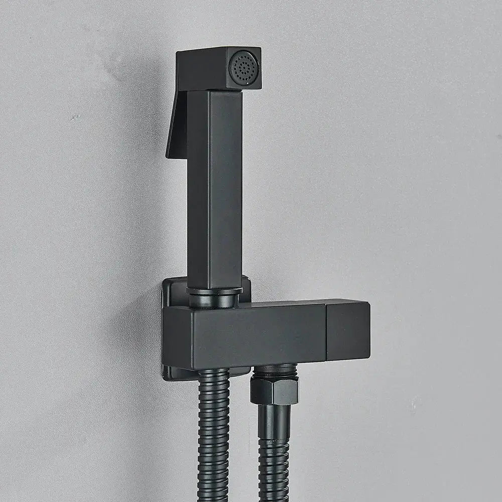 Simples Market black matte bathroom bidet faucet with handheld shower sprayer and flexible hoses