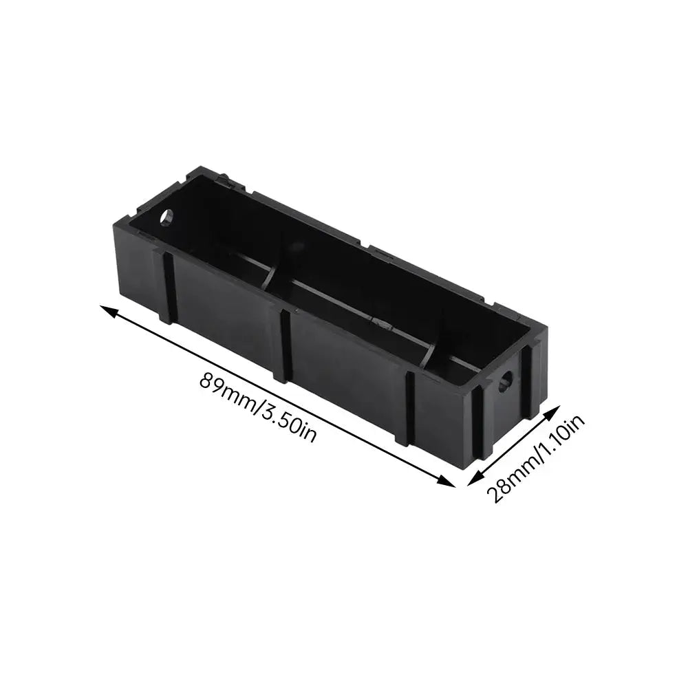 Simples Market black battery holder for 21700/18650 cells, two-bay solder-free lithium storage case, 89mm long