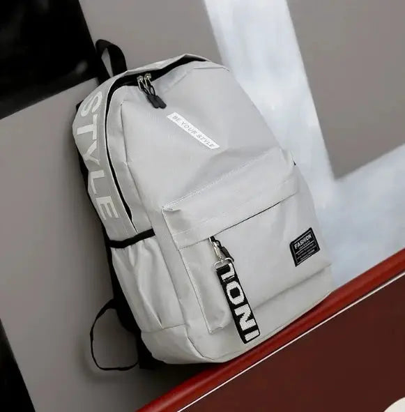 Fashion trend backpack, light gray, large capacity