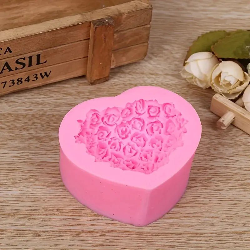 DIY Heart And Rose Candle Silicone Mold For Valentines Day Decorations Safe Non Toxic Silicone Mold - Simples Market