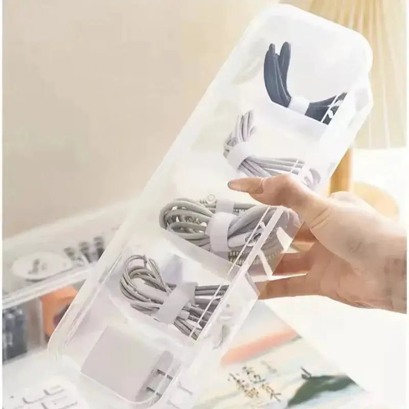 Transparent Cable Storage Box With Lid Dustproof Compartment Organizer For Office And Home Use