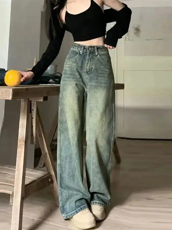 Vintage High Waisted Slimming Jeans Bell Bottoms Casual For Women