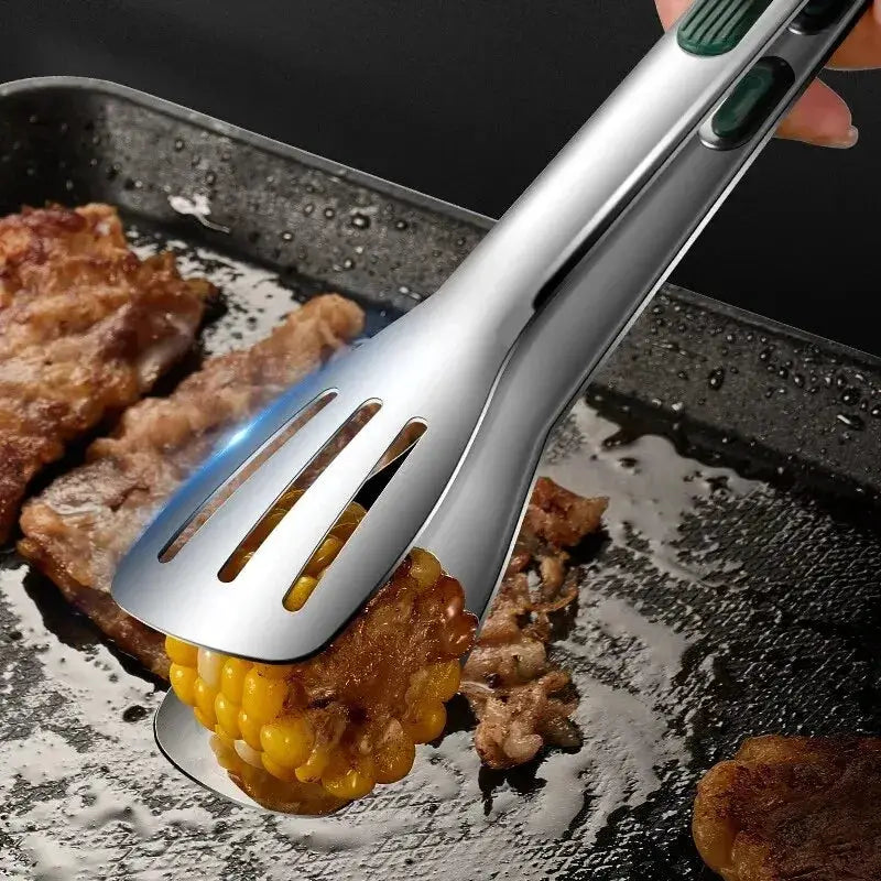 One Piece Non Slip Stainless Steel Food Tongs For Meat Salad Bread Barbecue Grill Buffet Serving And Cooking Tools