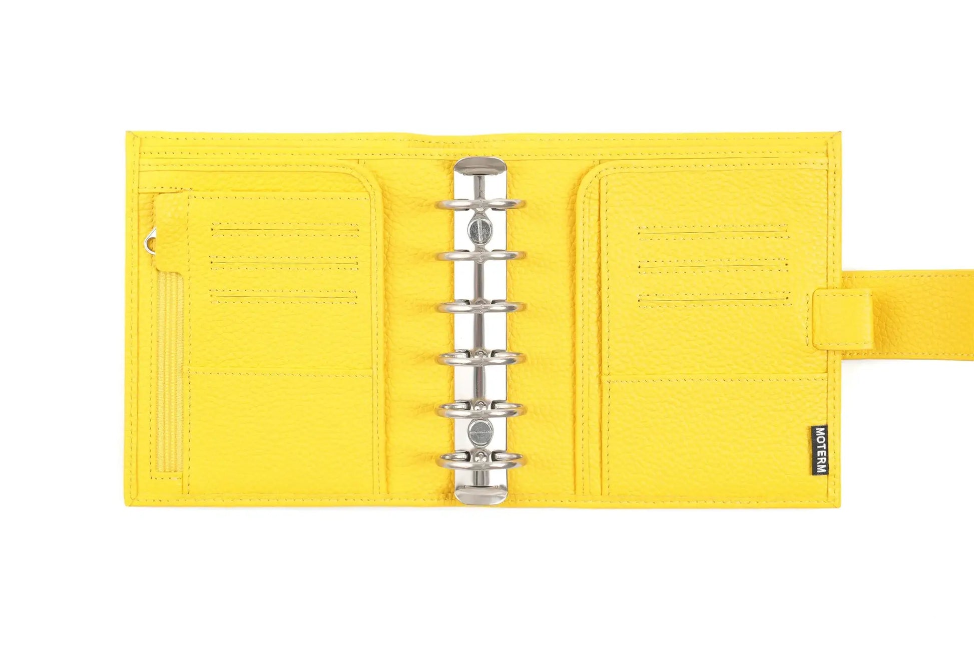 Moterm Luxe 2.0 pocket planner in yellow pebbled leather with 30mm rings