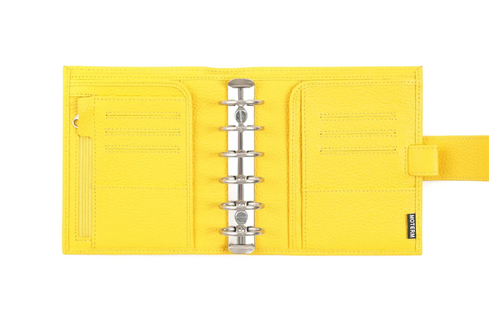 Moterm Luxe 2.0 pocket planner in yellow pebbled leather with 30mm rings