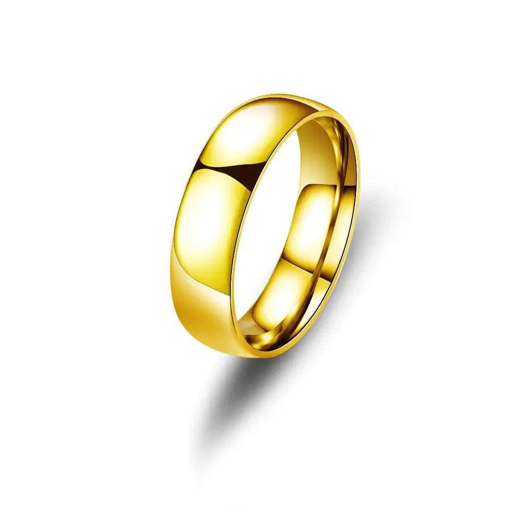 Unisex stainless steel ring in gold-tone with a polished finish.