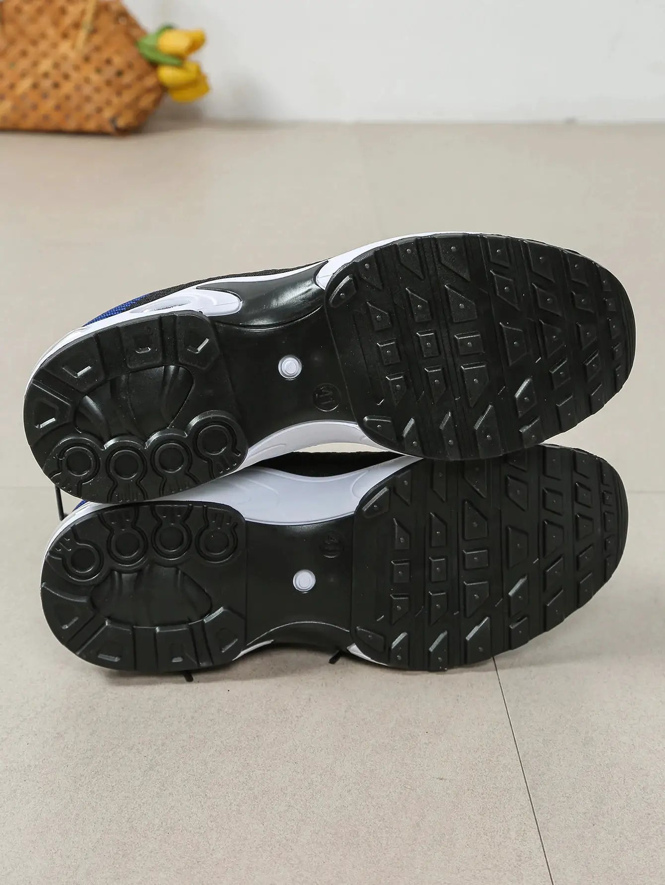 Men's lace-up running shoes; pair with black non-slip outsole and white midsole accents