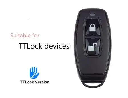 TTLock keyless door lock remote fob, black, with three buttons for TTLock devices.