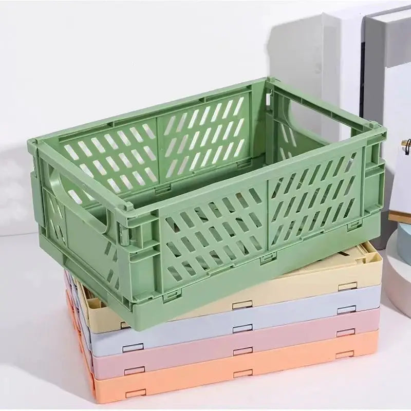 Collapsible Plastic Folding Storage Box Basket Desk Organizer For Home School Office Cosmetic And Accessories