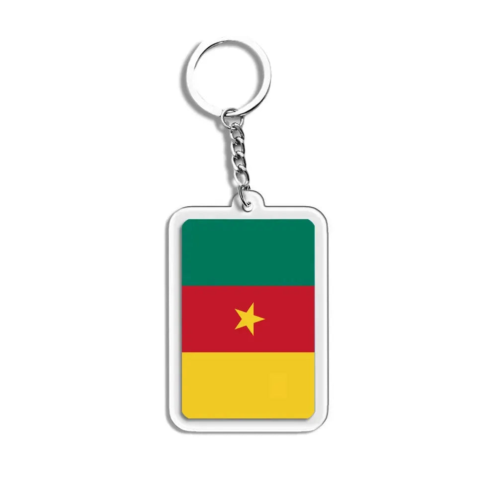 National Flags Keychain Set With Glass Inlay Ten Flags Zinc Alloy