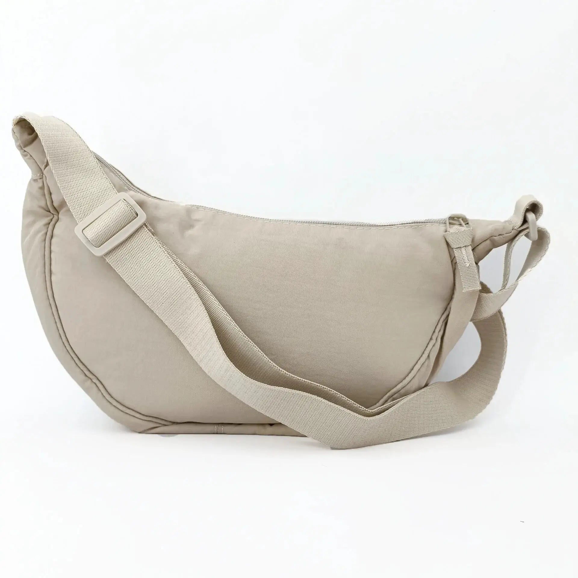 Casual nylon hobo crossbody bag in beige with adjustable strap by Simples Market