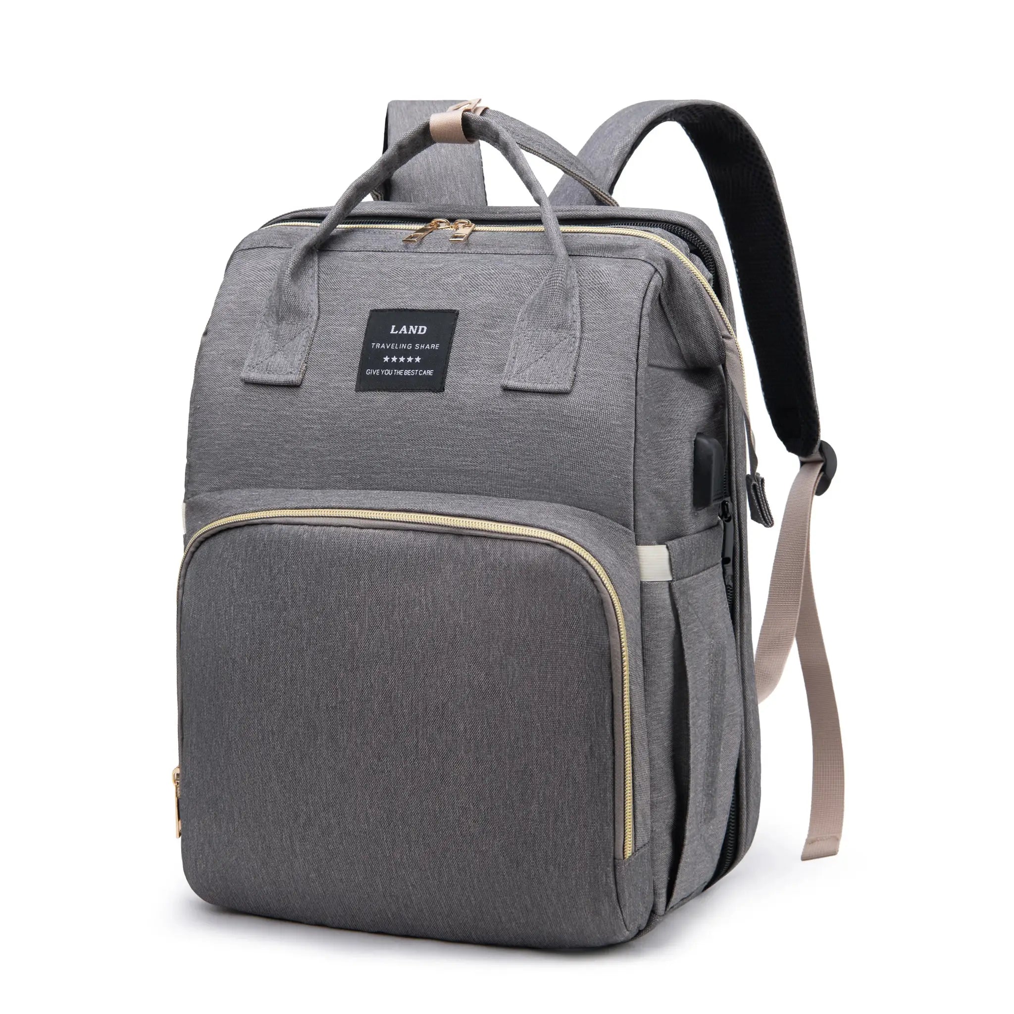 Mommy Bag Backpack With Portable Folding Crib And Large Capacity Diaper Bag For Travel And Outings
