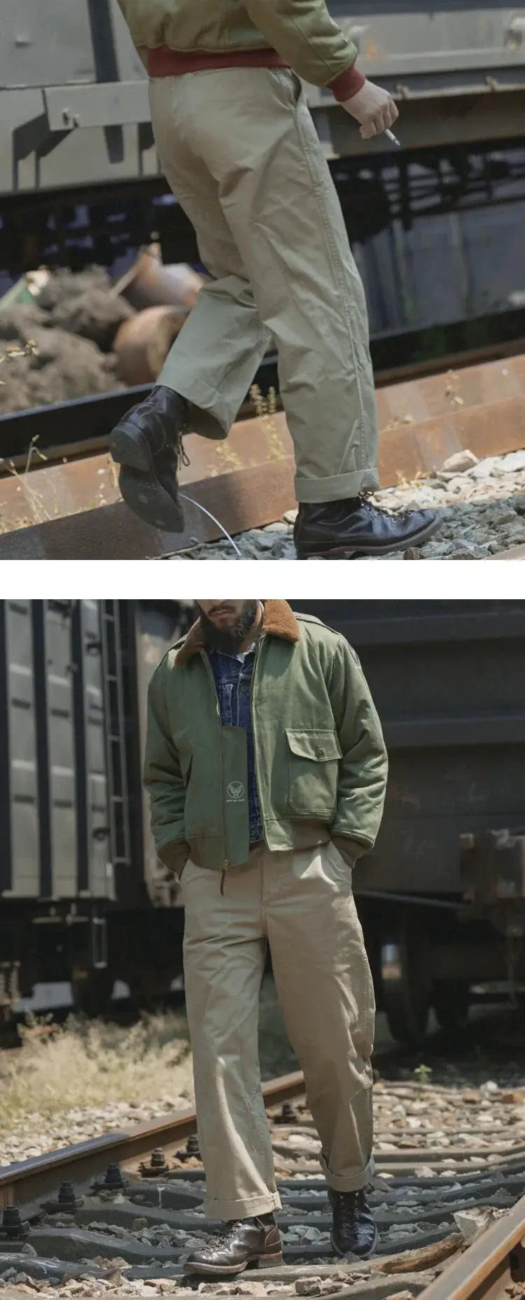 Rugged Bronson Army Chino Trousers in khaki, military-style casual pants