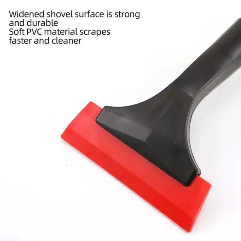 Extendable aluminum snow brush ice scraper for car windshield, extra-long design, red blade, black handle