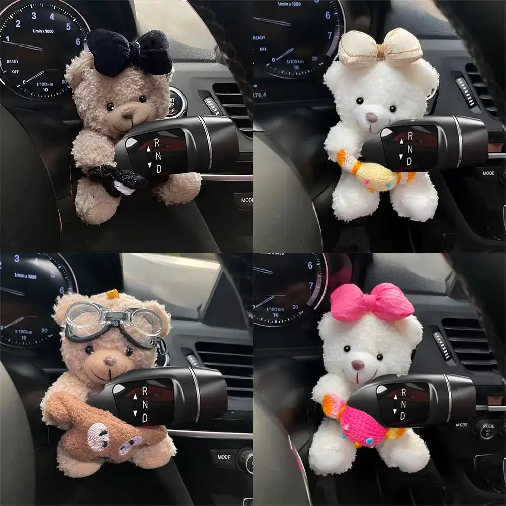 Pilot Bear car gear shift ornament set of 4 plush bears by Simples Market with assorted accessories